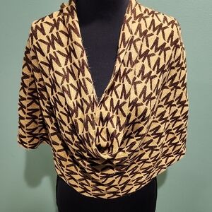 Michael Kors Gold and Brown Patterned Scarf